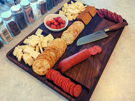 Walnut Charcuterie Board with bowl, serving tray, Housewarming, Wedding, Anniversary, Christmas Gift