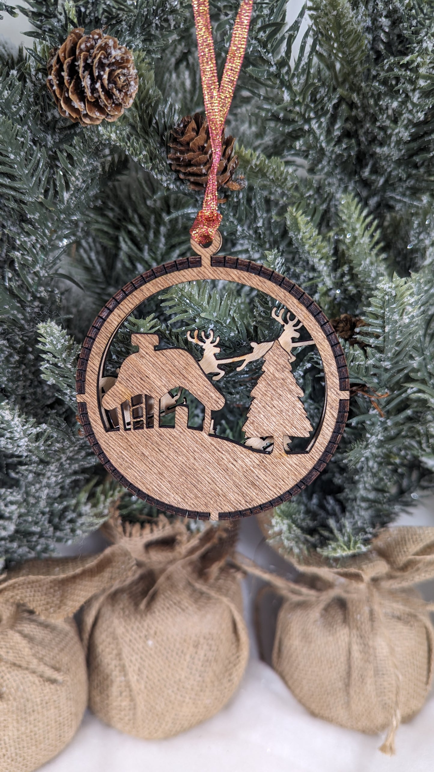 Handcrafted Laser-Cut Wooden Christmas Ornament sets