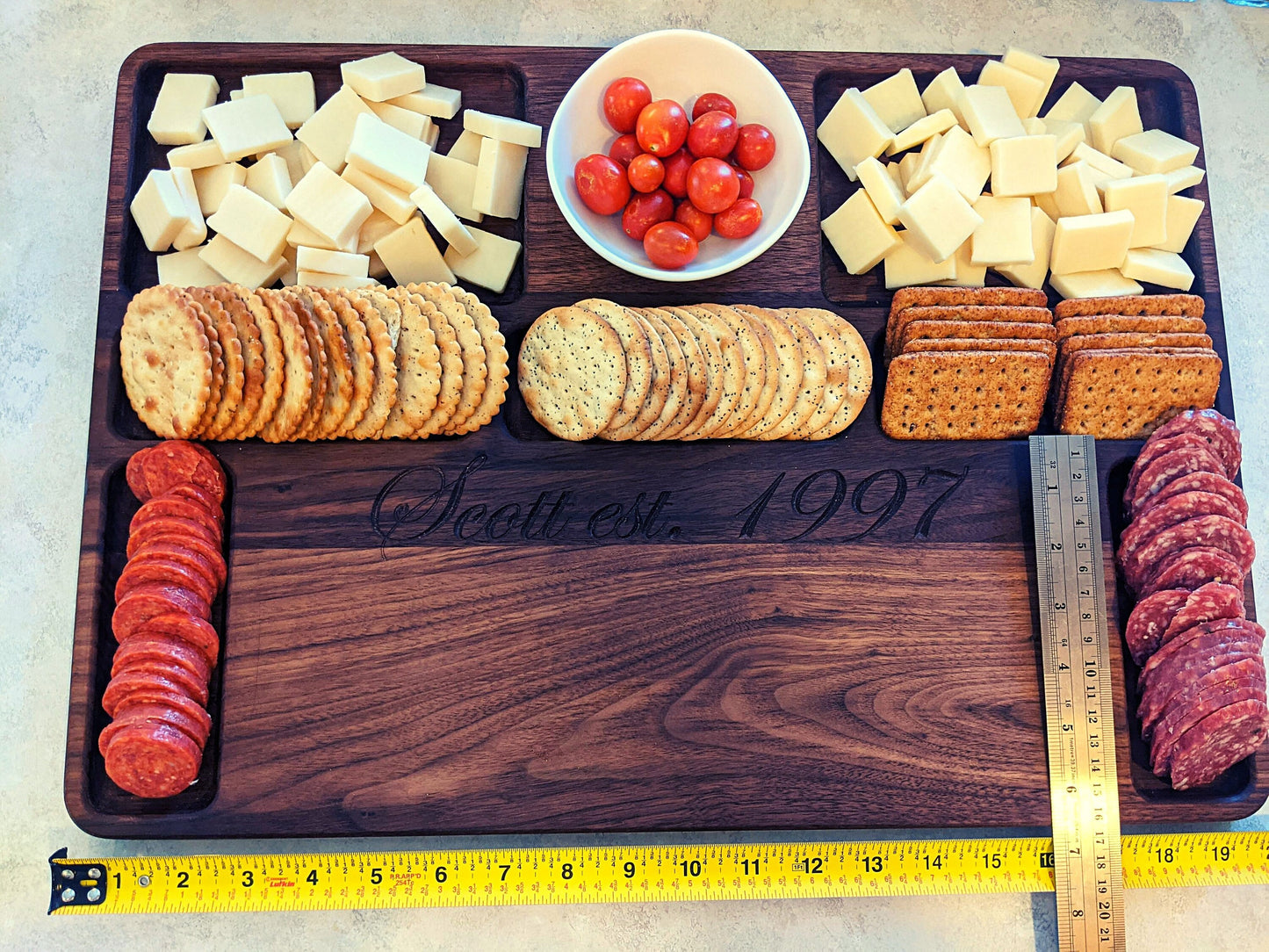 Walnut Charcuterie Board with bowl, serving tray, Housewarming, Wedding, Anniversary, Christmas Gift