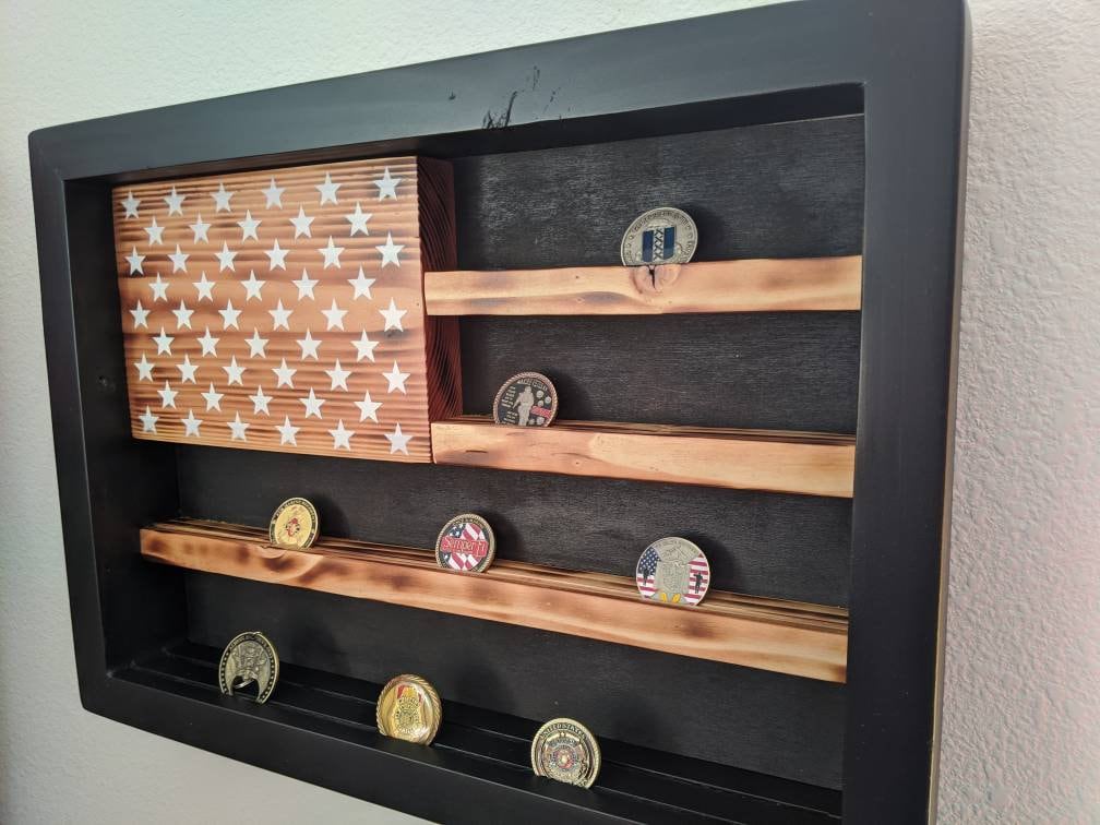 Customizable Challenge Coin Flag Display