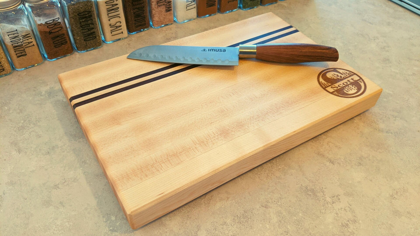 Edge Grain Maple Cutting Board with Walnut Accent