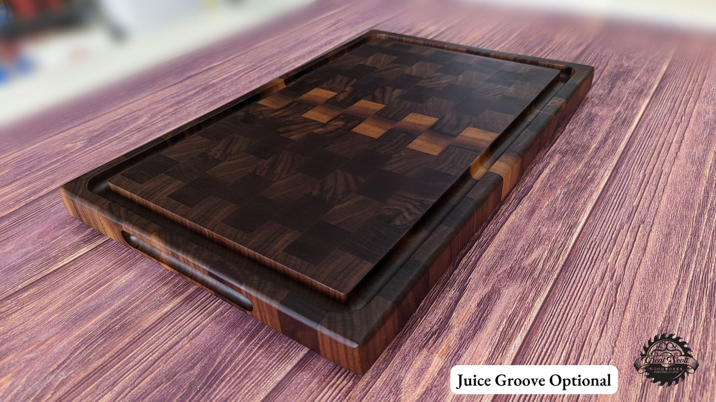 Large End-Grain Walnut Cutting Board 20" x 13" x 1-1/4"